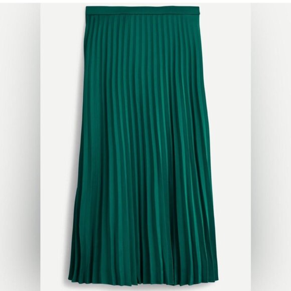 J. CREW Dark Spruce Green Pleated Midi Skirt (SIZE 6) - Picture 4 of 9